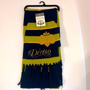 Dereon blue, yellow, & light green hat & scarf set
